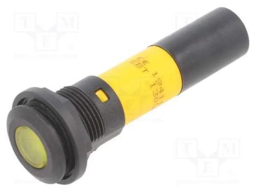 Luz indicadora: LED, plana, amarela, 130VDC, 16mm