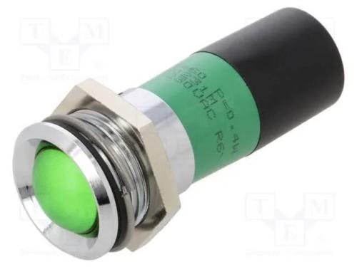 Luz indicadora: LED, verde, 230VAC, 22mm