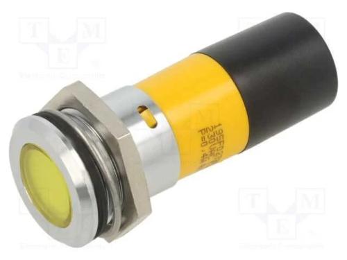 Luz indicadora: LED, amarela, 230VAC, 22mm