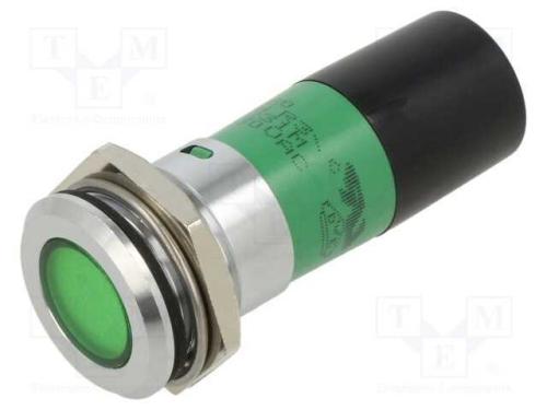 Luz indicadora: LED, verde, 230VAC, 22mm