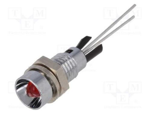 Luz Indicadora: Led, Côncavo, Vermelho, 6mm, para.