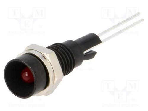 Luz indicadora: LED, côncavo, vermelho, 6mm, para.