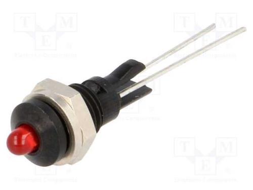 Luz Indicadora: Led, Convexa, Vermelho, 6mm, para.