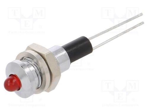 Luz Indicadora: Led, Convexa, Vermelho, 6mm, para.