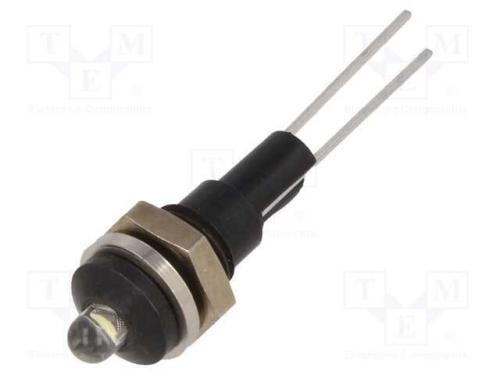 Luz Indicadora: Led, Convexa, Branco, 6mm, para I.
