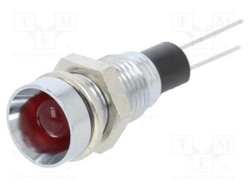 Luz Indicadora: Led, Côncavo, Vermelho, 8mm, para.