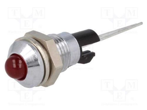 Luz Indicadora: Led, Convexa, Vermelho, 8mm, para.