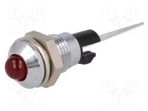 Luz Indicadora: Led, Convexa, Vermelho, 8mm, para.