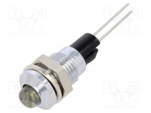 Luz Indicadora: Led, Convexa, Branco, 8mm, para I.