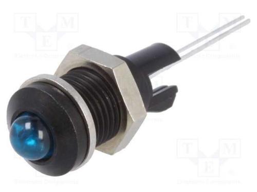 Luz Indicadora: Led, Convexa, Azul, 8mm, para Imp.