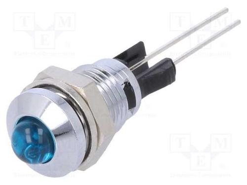 Luz Indicadora: Led, Convexa, Azul, 8mm, para Imp.