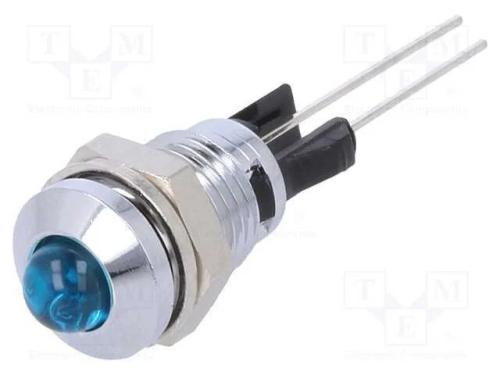 Luz Indicadora: Led, Convexa, Azul, 8mm, para Imp.