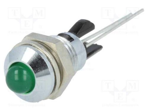 Luz Indicadora: Led, Convexa, Verde, 8mm, para Im.