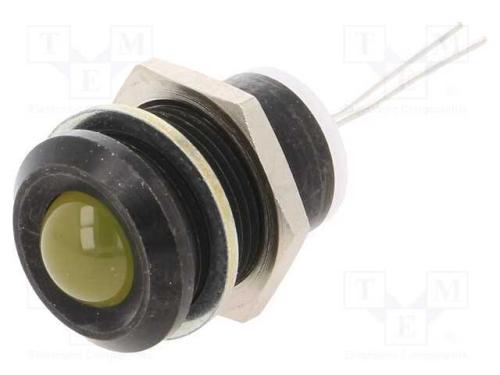 Luz indicadora: LED, convexa, amarela, 12mm, para.