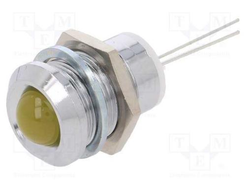 Luz Indicadora: Led, Convexa, Amarela, 12mm, para.