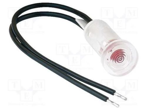Luz Indicadora: Led, Plana, Vermelho, 9,7mm, Fios.