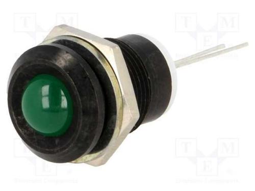Luz Indicadora: Led, Convexa, Verde, 12mm, para I.