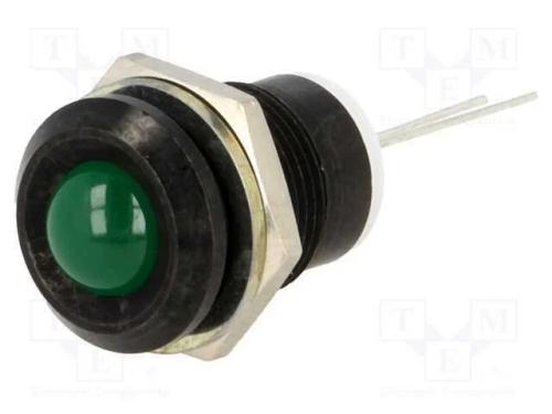 Luz Indicadora: Led, Convexa, Verde, 12mm, para I.