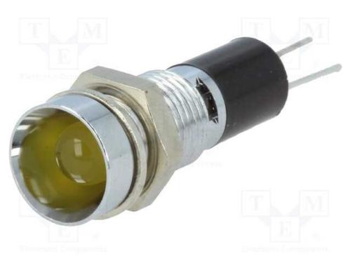 Luz Indicadora: Led, Côncavo, Amarela, 12vdc, 8mm.