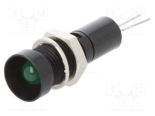 Luz Indicadora: Led, Côncavo, Verde, 12vdc, 8mm, .