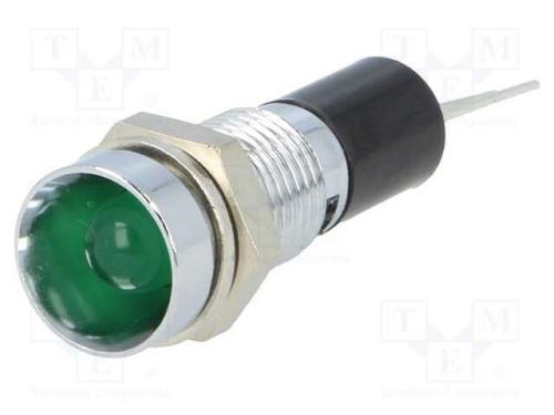 Luz Indicadora: Led, Côncavo, Verde, 12vdc, 8mm, .