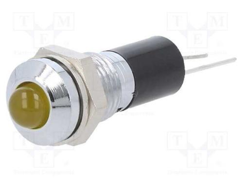 Luz Indicadora: Led, Convexa, Amarela, 12vdc, 8mm.