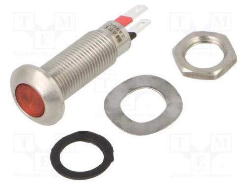 Luz indicadora: LED, plana, vermelho, 24÷28VDC, 8.