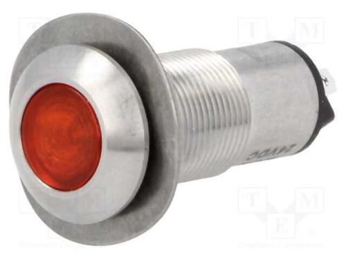 Luz indicadora: LED, plana, vermelho, 24VDC, 13mm.