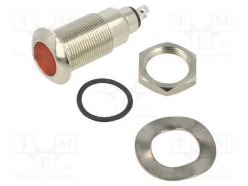 Luz indicadora: LED, plana, vermelho, 12÷28VDC, 1.