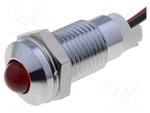 Luz indicadora: LED, convexa, vermelho, 24VDC, 8mm