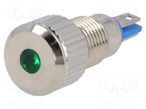 Luz indicadora: LED, plana, verde, 24VDC, 8mm, IP.