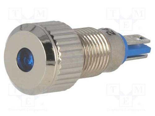 Luz indicadora: LED, plana, azul, 24VDC, 8mm, IP6.