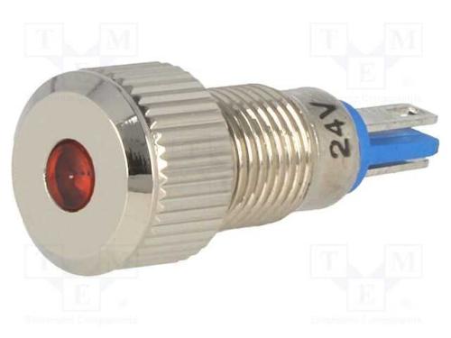Luz indicadora: LED, plana, laranja, 24VDC, 8mm, .