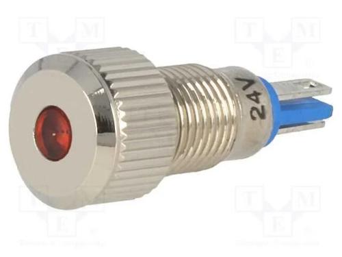 Luz indicadora: LED, plana, laranja, 24VDC, 8mm, .
