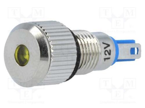 Luz indicadora: LED, plana, amarela, 12VDC, 8mm, .