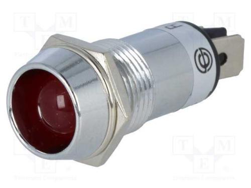 Luz indicadora: LED, côncavo, vermelho, 12VDC, 14.