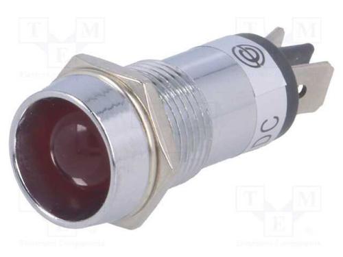 Luz indicadora: LED, côncavo, vermelho, 24VDC, 14.