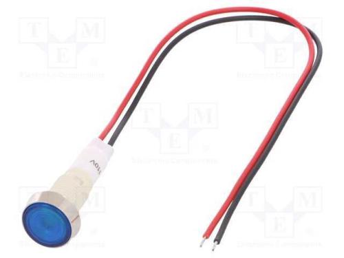 Luz indicadora: LED, plana, azul, 110VDC, 110VAC,.