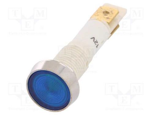 Luz indicadora: LED, plana, azul, 12VDC, 12VAC, 1.