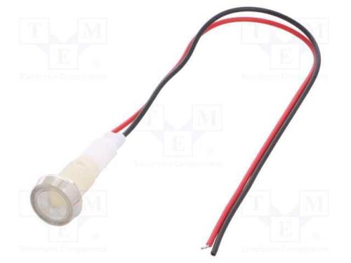 Luz indicadora: LED, plana, branco, 110VDC, 110VA.
