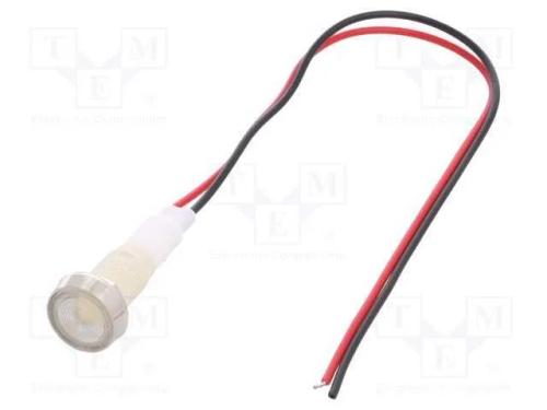 Luz indicadora: LED, plana, branco, 110VDC, 110VA.