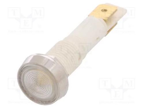 Luz indicadora: LED, plana, branco, 12VDC, 12VAC,.