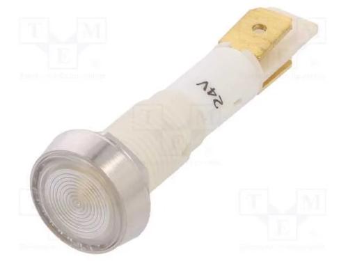 Luz indicadora: LED, plana, branco, 24VDC, 24VAC,.
