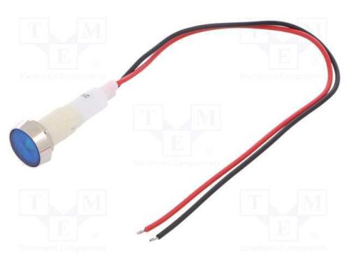 Luz indicadora: LED, plana, azul, 24VDC, 24VAC, 1.