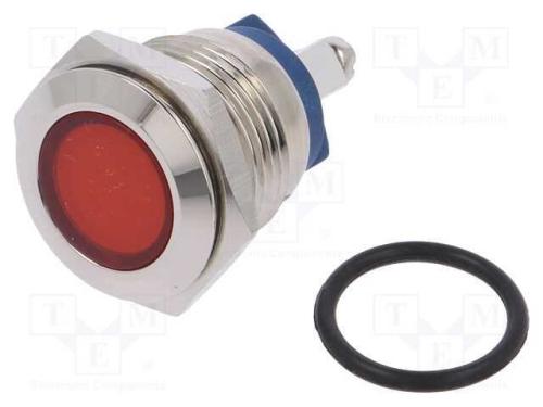 Luz indicadora: LED, plana, vermelho, 12VDC, 12VA.