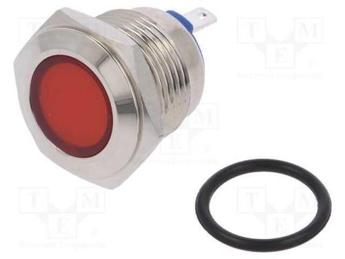 Luz indicadora: LED, plana, vermelho, 12VDC, 12VA.