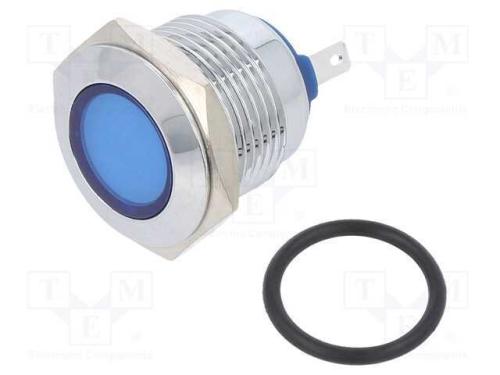 Luz indicadora: LED, plana, azul, 24VDC, 24VAC, 1.
