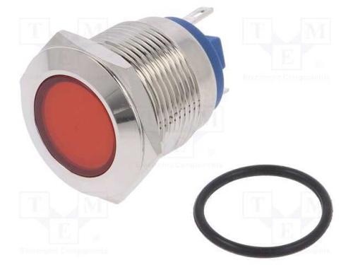 Luz indicadora: LED, plana, vermelho, 12VDC, 12VA.