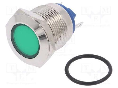 Luz indicadora: LED, plana, verde, 24VDC, 24VAC, .