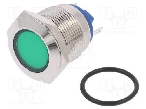 Luz indicadora: LED, plana, verde, 24VDC, 24VAC, .